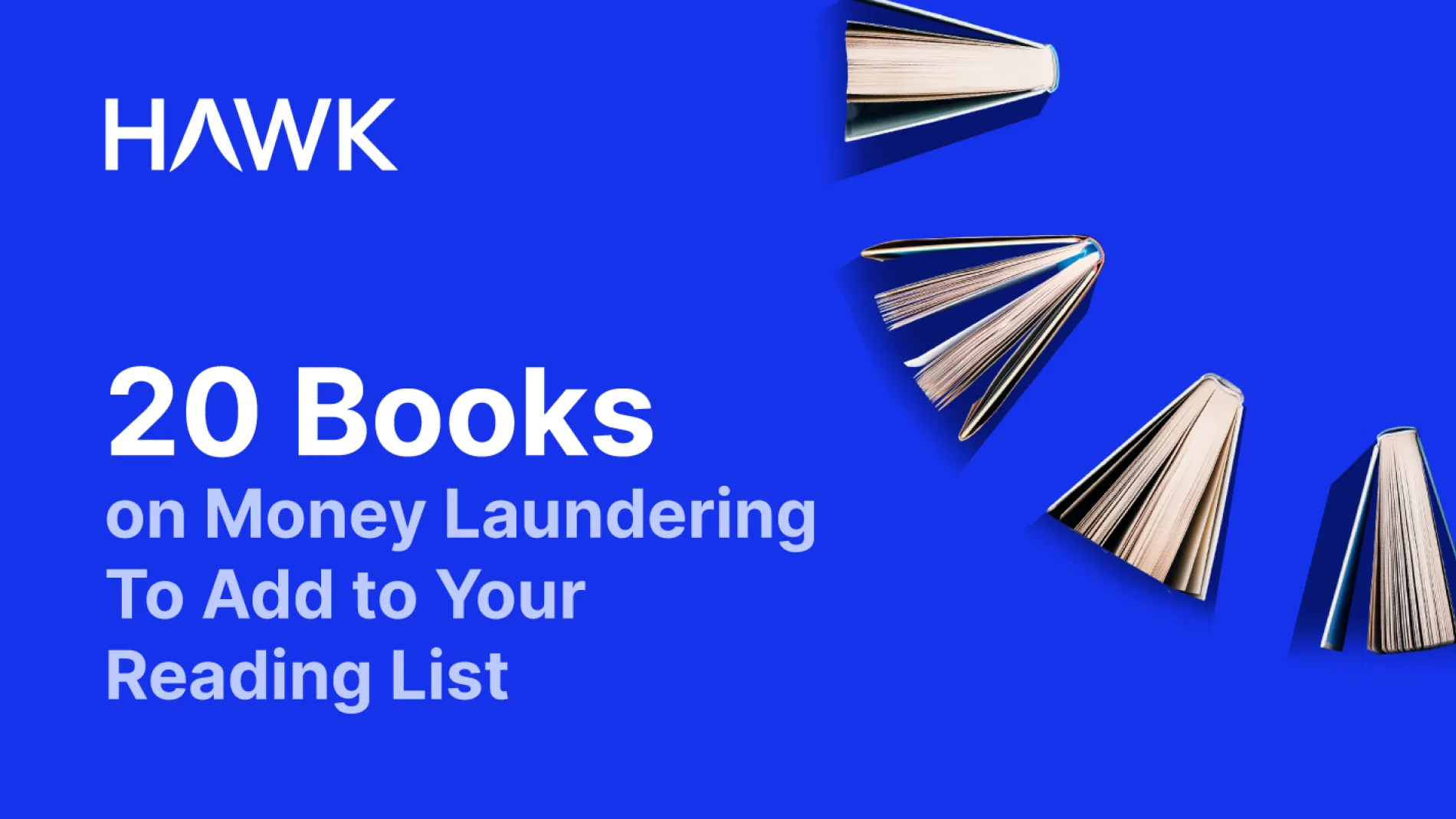 Header graphic for a blog post recommending 20 books on money laundering for people
