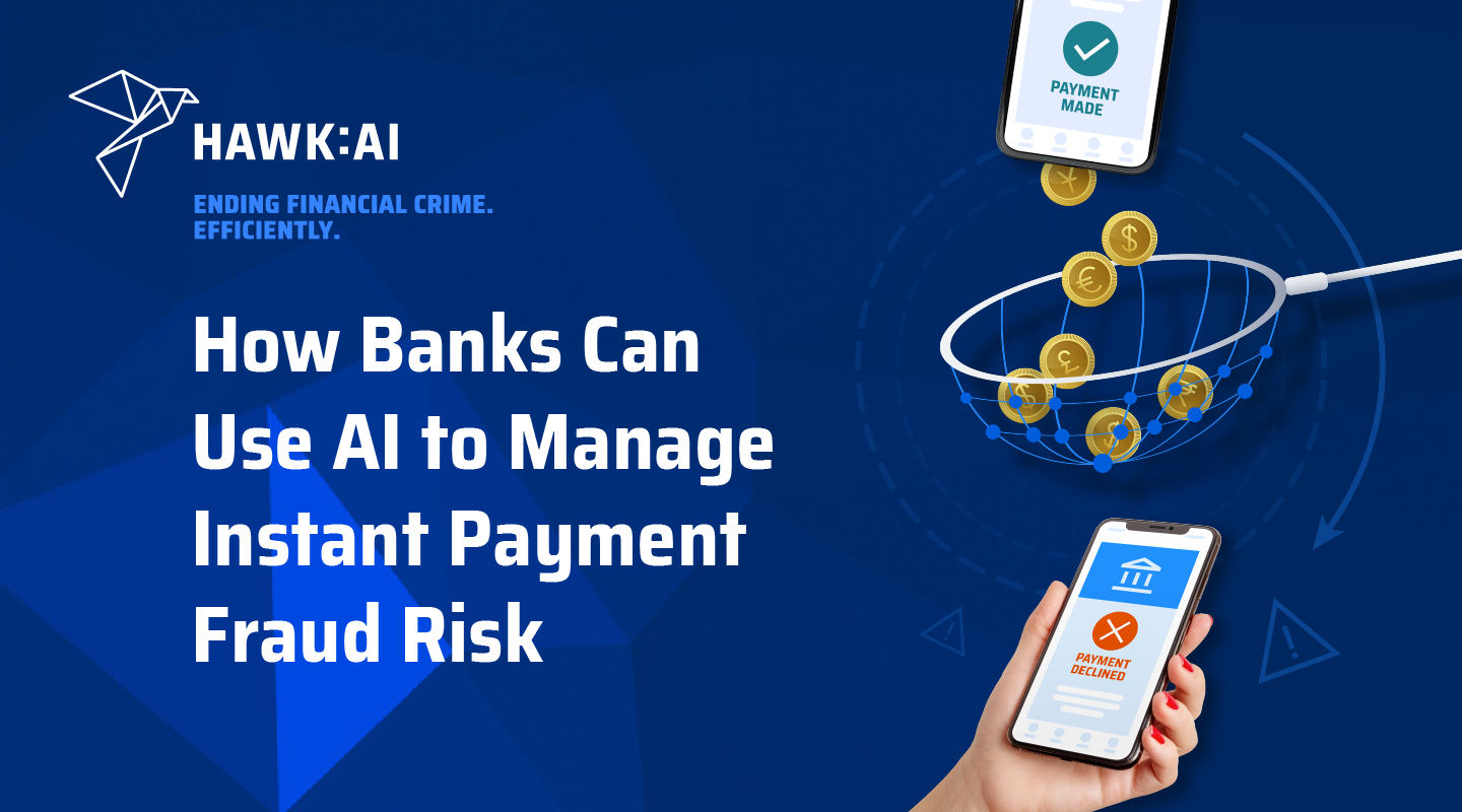 Graphic representing how banks can use AI to manage instant payment fraud risk and block fraudulent transactions in real time