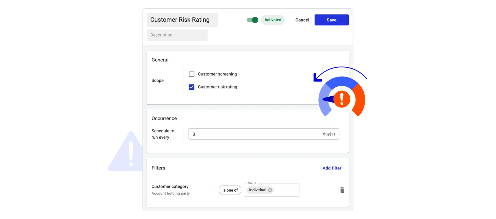 Customer Risk Rating Scheduling Settings