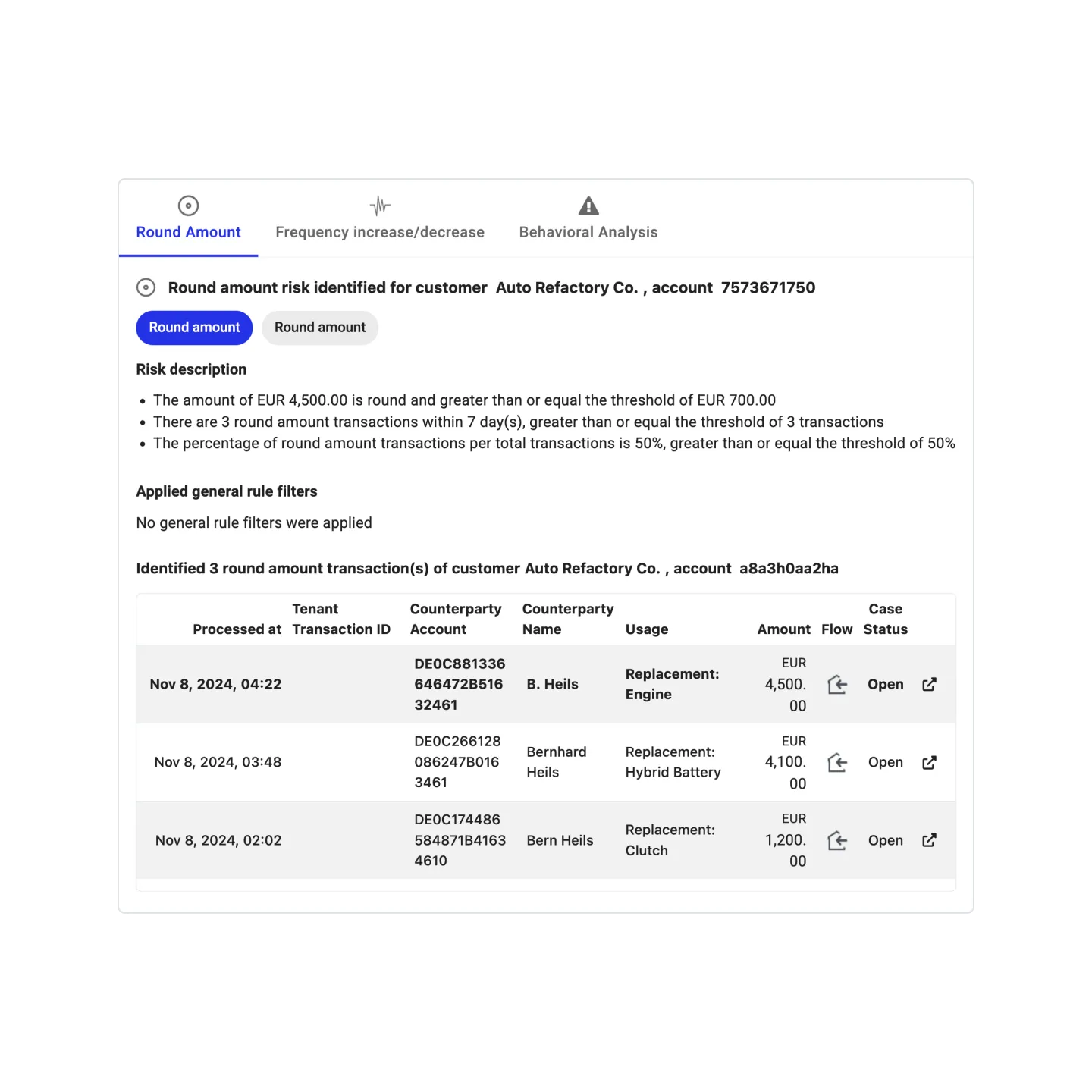 Round Amount Rule Platform Screenshot