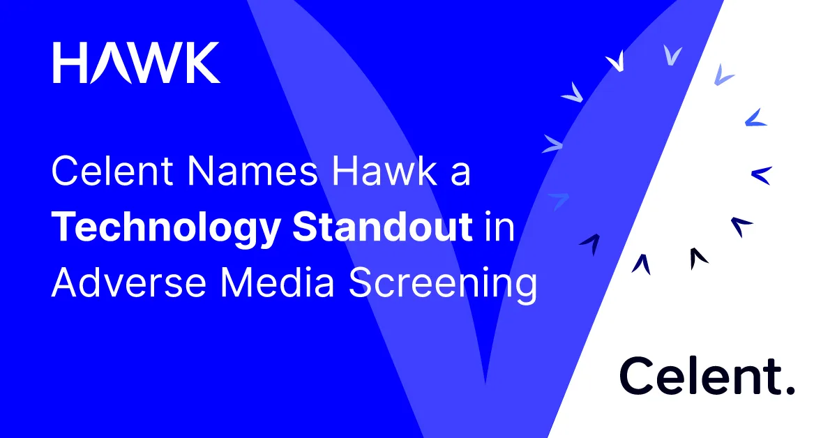 Hawk Named Technology Standout in New Celent Adverse Media Screening Report 